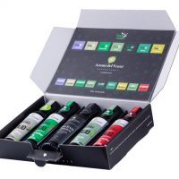 L'immagine mostra la Box componibile box Degustazione se completocon i 4 Condimenti Vulcanici di Aromi del Vento e l'Olio EVO Vulcanico® su sfondo bianco 3